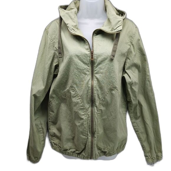 Denim+Flowers-Ricky Singh Men's  Medium Hooded Lightweight  Zip Up Jacket. Green - Picture 1 of 10